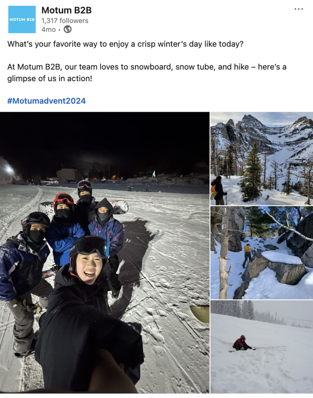 Employee-generated content on the Motum B2B LinkedIn.