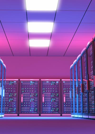 Server room with Purple Hue