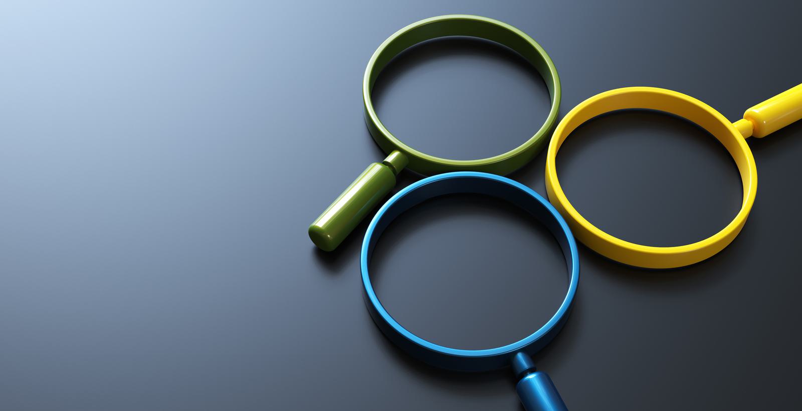 Three magnifying glasses.