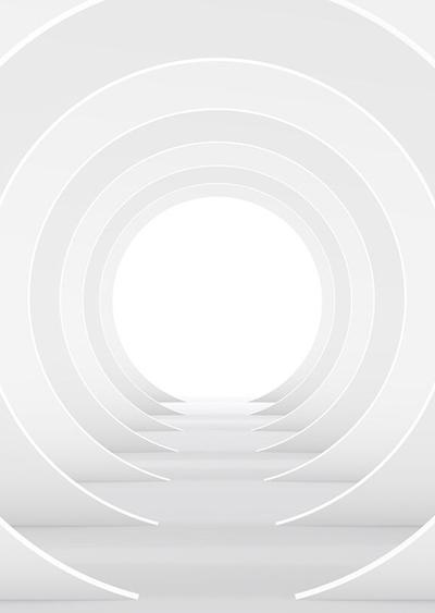 White circular arches extending into space