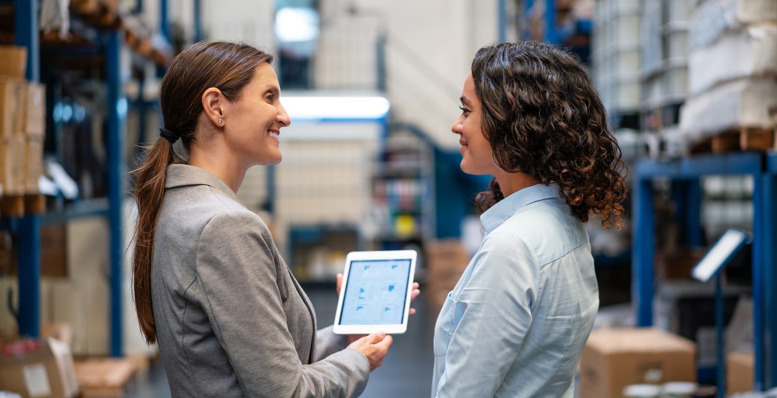 Tablet in a stock room